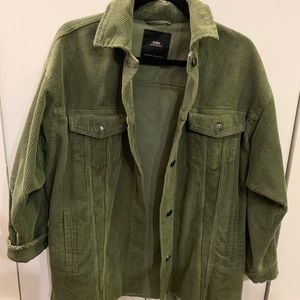 Zara Pistachio Green Corduroy Oversized Jacket